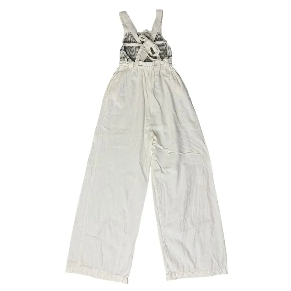 FREE PEOPLE Sienna Smocked Jumpsuit Ecru Bohemian Hippie Romper Sz XS NEW - Picture 5 of 8